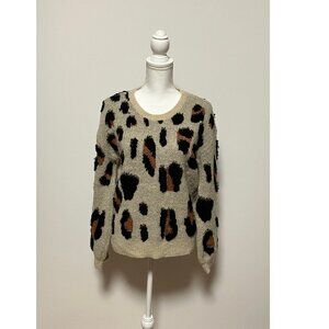 Pants Store Women's Raised Leopard Print Sweater, Size Small